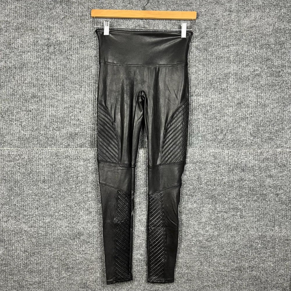 SPANX Faux Leather Moto Leggings Womens M Slimming Capri Alt Baddie Indie Sleaze
